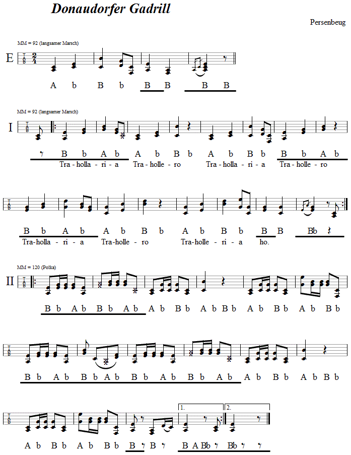 Donaudorfer Gadrill - in Griffschrift für Steirische Harmonika