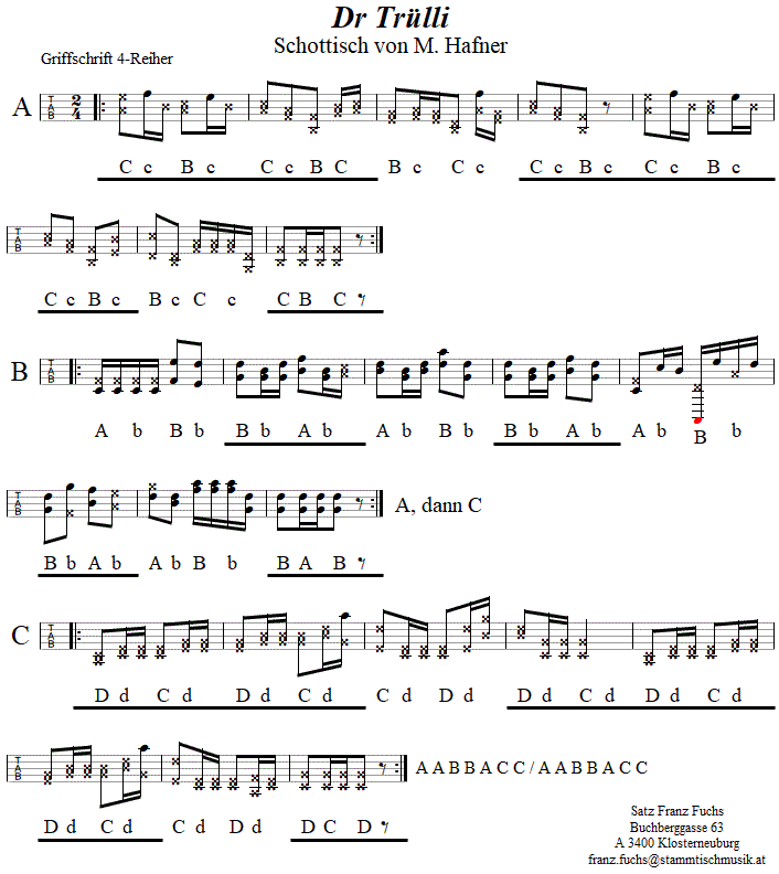 Der Trülli, in Griffschrift für Steirische Harmonika