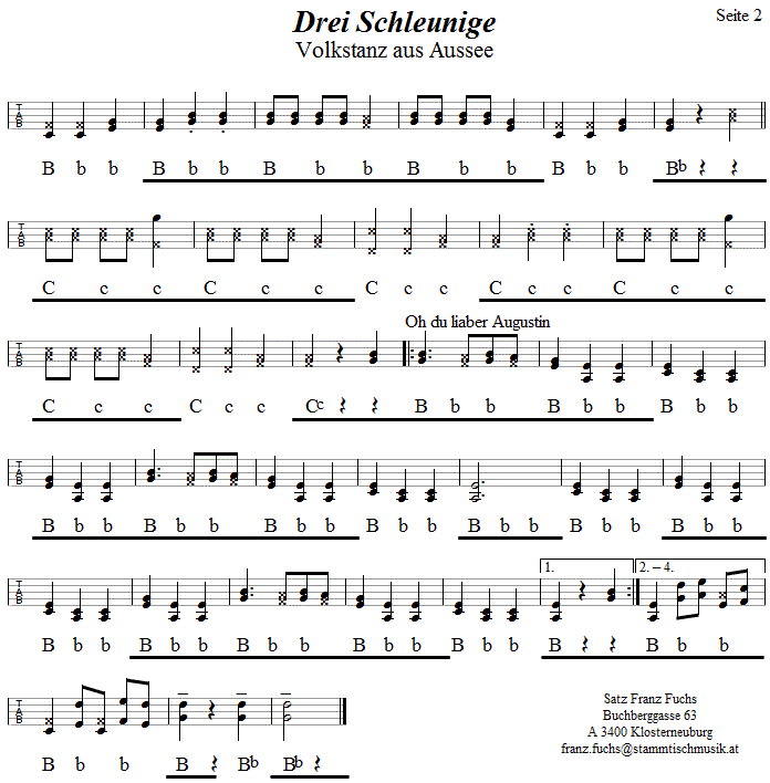 Die Drei Schleunigen in Griffschrift für Steirische Harmonika