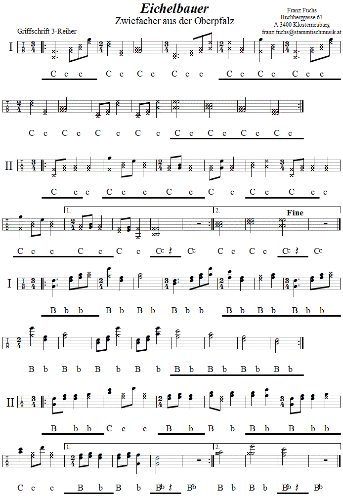 Eichelbauer Zwiefacher in Griffschrift für Steirische Harmonika