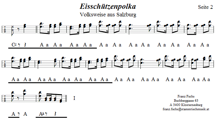 Eisschützenpolka, in Griffschrift für Steirische Harmonika