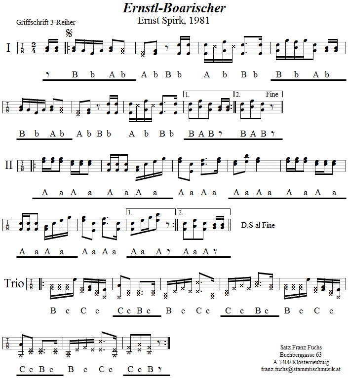 Ernstl-Boarischer von Ernst Spirk, in Griffschrift für Steirische Harmonika