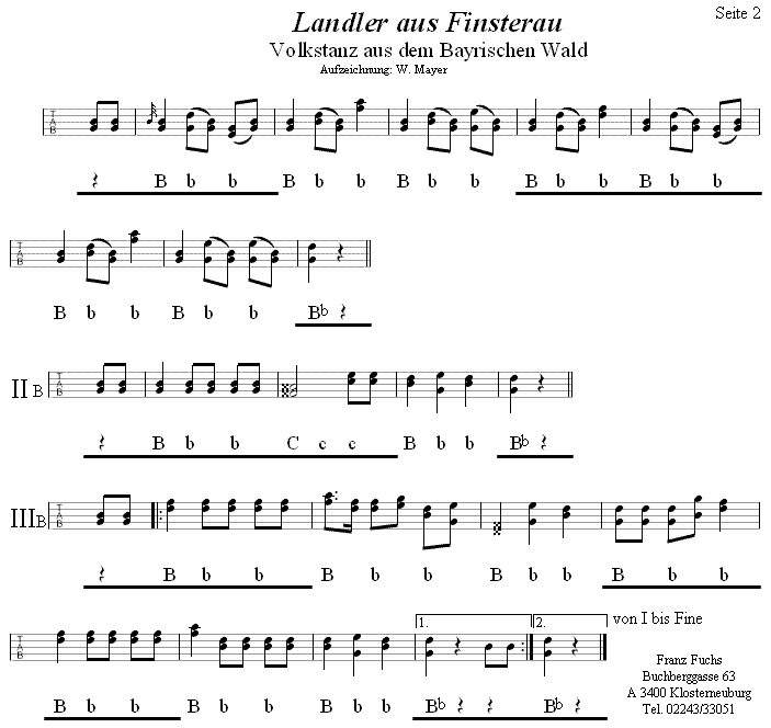 Finsterauer Landler in Griffschrift für steirische Harmonika