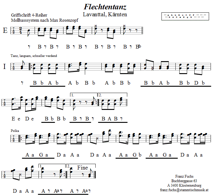 Flechtentanz in Griffschrift für Steirische Harmonika