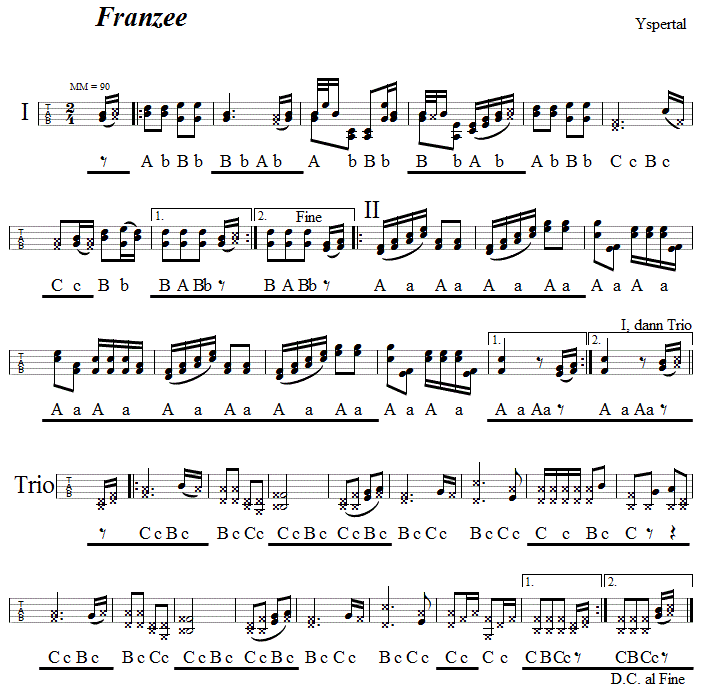 Yspertaler Franzee, in Griffschrift für Steirische Harmonika