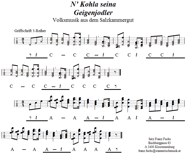 Geigenjodler in Griffschrift für Steirische Harmonika