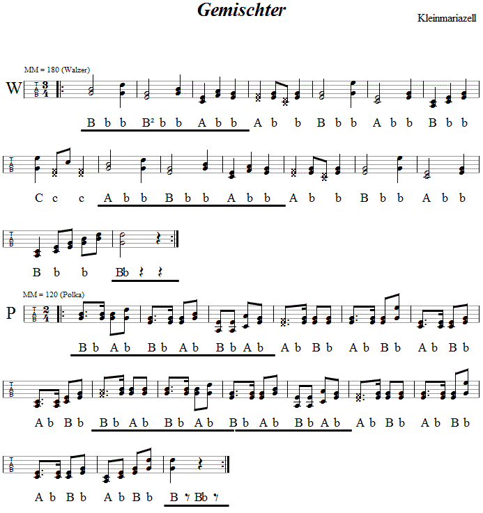 Gemischter aus Kleinmariazell - in Griffschrift für Steirische Harmonika