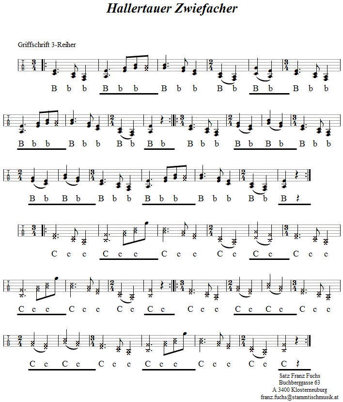 Hallertauer Zwiefacher in Griffschrift für Steirische Harmonika