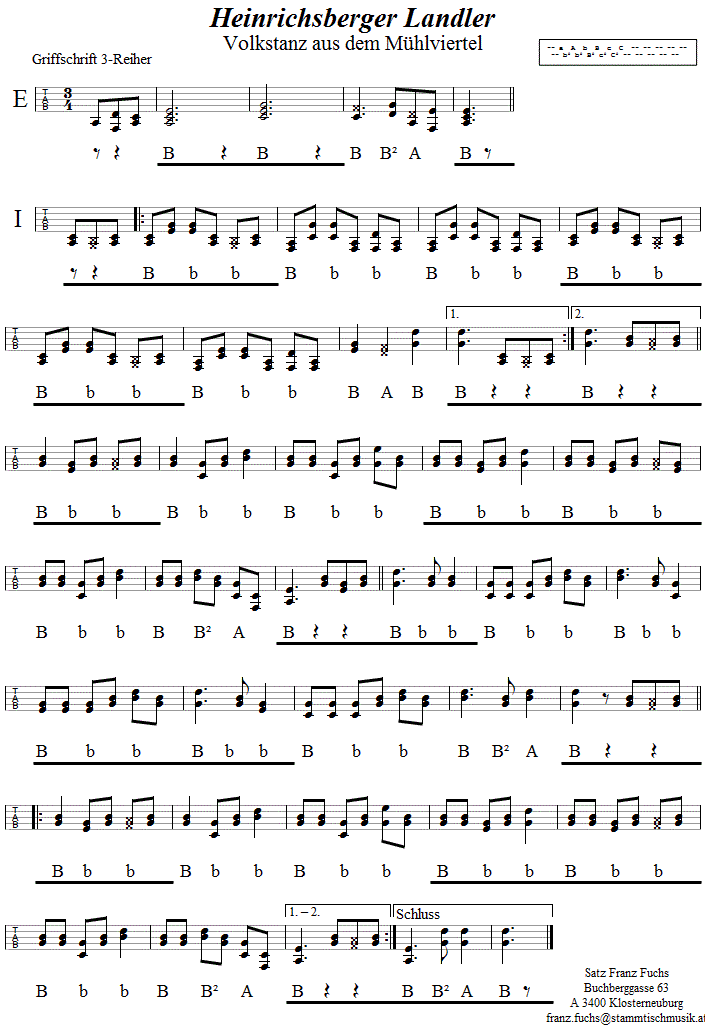 Heinrichsberger Landler, in Griffschrift für Steirische Harmonika