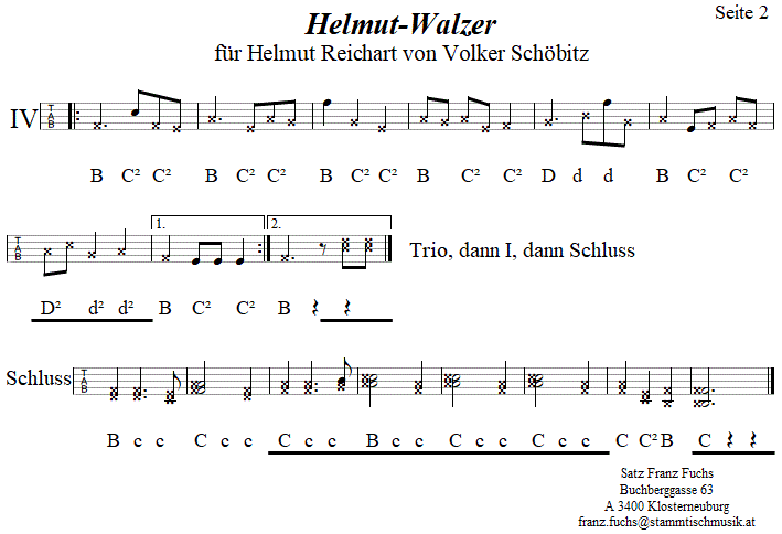 Helmut-Walzer von Volker Schöbitz in Griffschrift für Steirische Harmonika