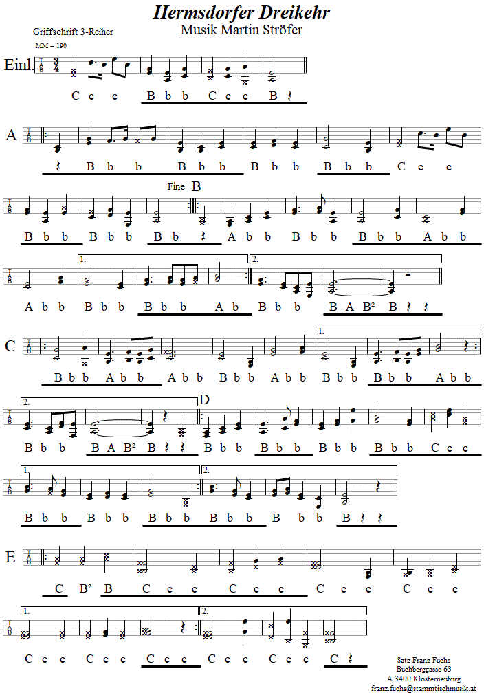 Hermsdorfer Dreikehr, in Griffschrift für Steirische Harmonika