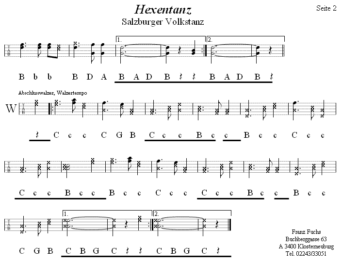 Hexentanz in Griffschrift für Steirische Harmonika