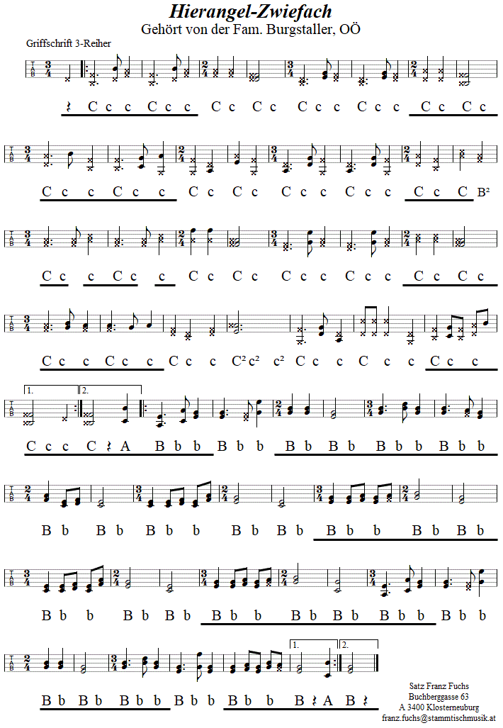 Hierangel-Zwiefacher in Griffschrift für Steirische Harmonika