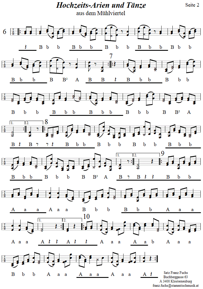 Hochzeitsarien und Tänze aus dem Mühlviertel, in Griffschrift für Steirische Harmonika