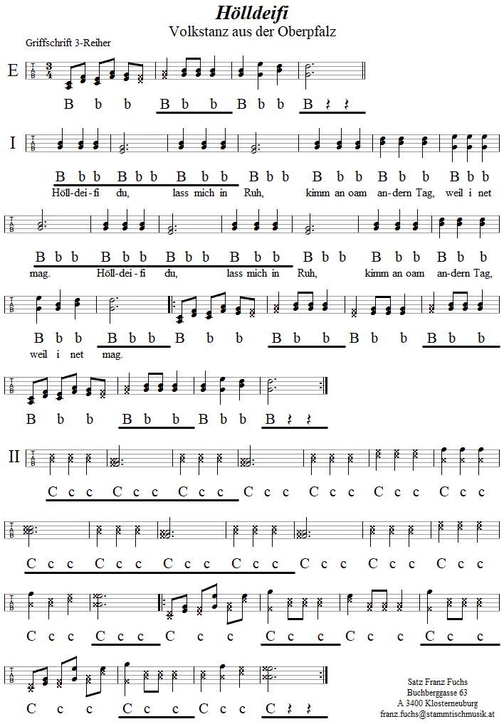 Hölldeifi, in Griffschrift für Steirische Harmonika