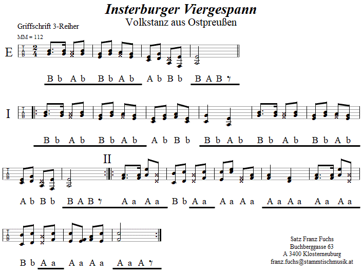 Insterburger Viergespann, in Griffschrift für Steirische Harmonika