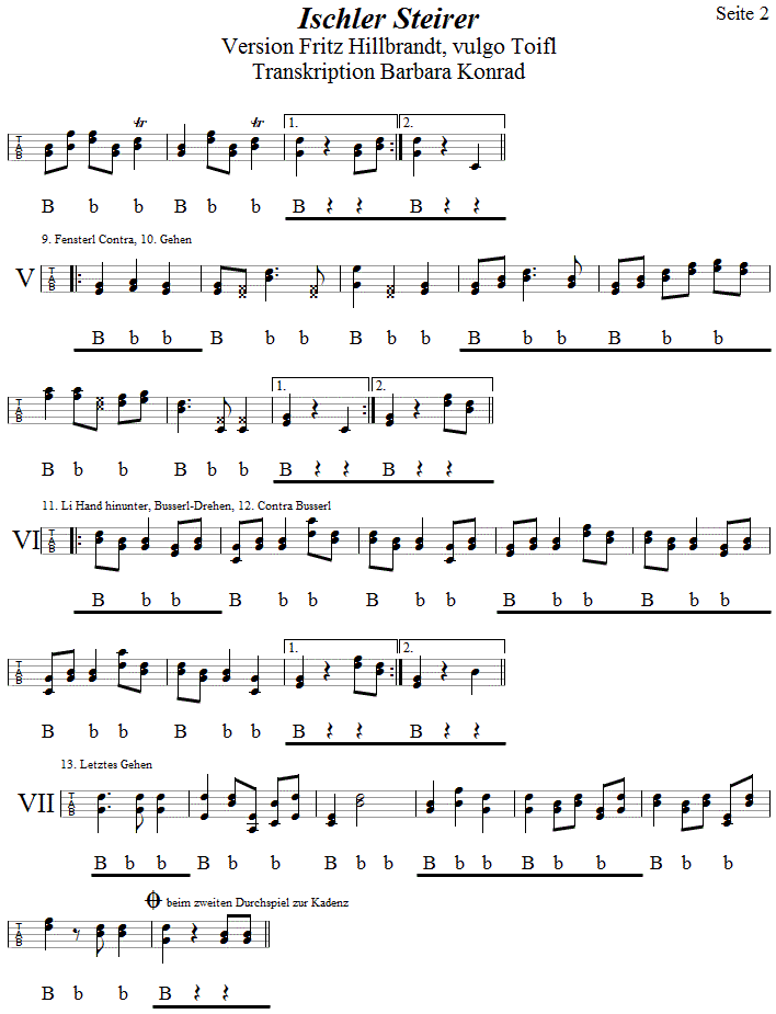 Ischler Steirer, in Griffschrift für Steirische Harmonika