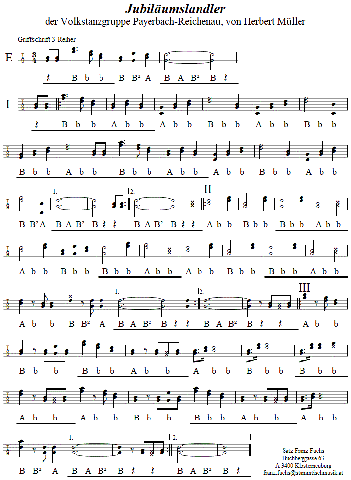 Jubiläumslandler in Griffschrift für Steirische Harmonika