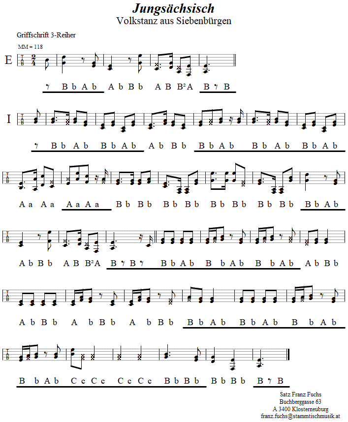 Jungsächsisch, in Griffschrift für Steirische Harmonika