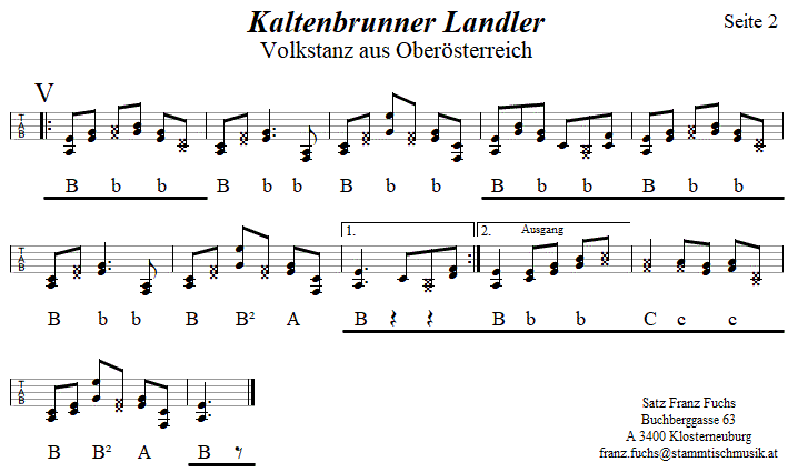 Kaltenbrunner Landler in Griffschrift für Steirische Harmonika