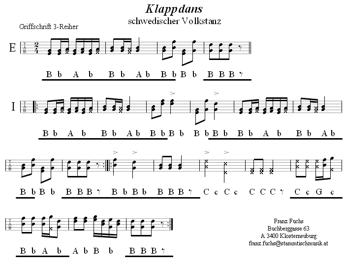 Klapptanz in Griffschrift für Steirische Harmonika