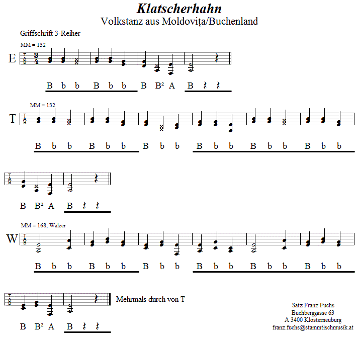 Klatscherhahn in Griffschrift für Steirische Harmonika