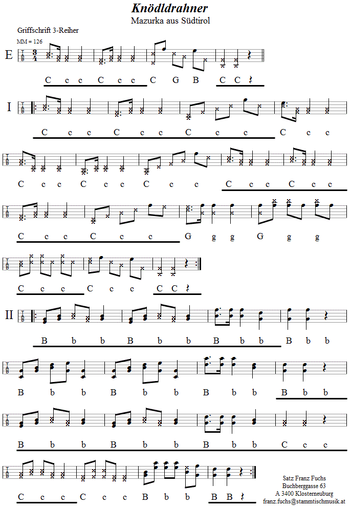 Knödldrahner Griffschrift - Musik zum Volkstanz - Volksmusik und Volkstanz in Klosterneuburg