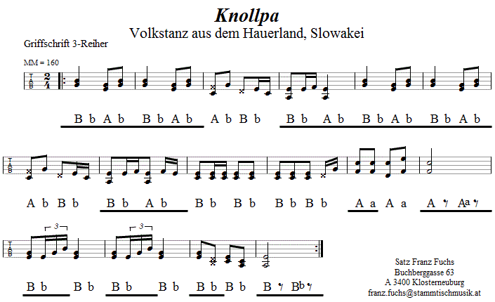 Knollpa, in Griffschrift für Steirische Harmonika