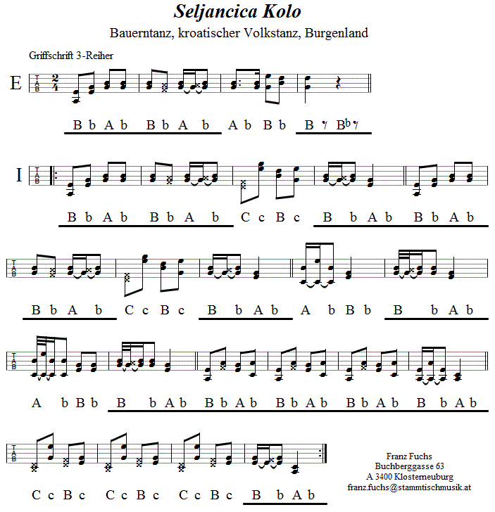 Kolo Griffschrift - Seljancica Kolo - Musik zum Volkstanz - Volksmusik und Volkstanz