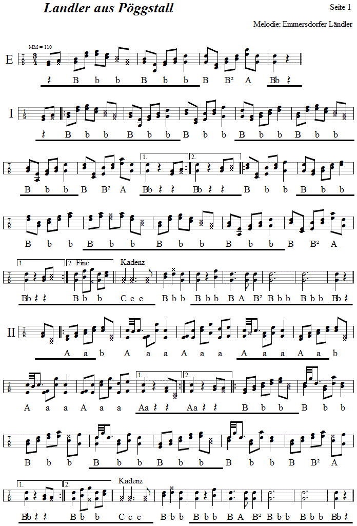 Landler aus Pöggstall, in Griffschrift für Steirische Harmonika