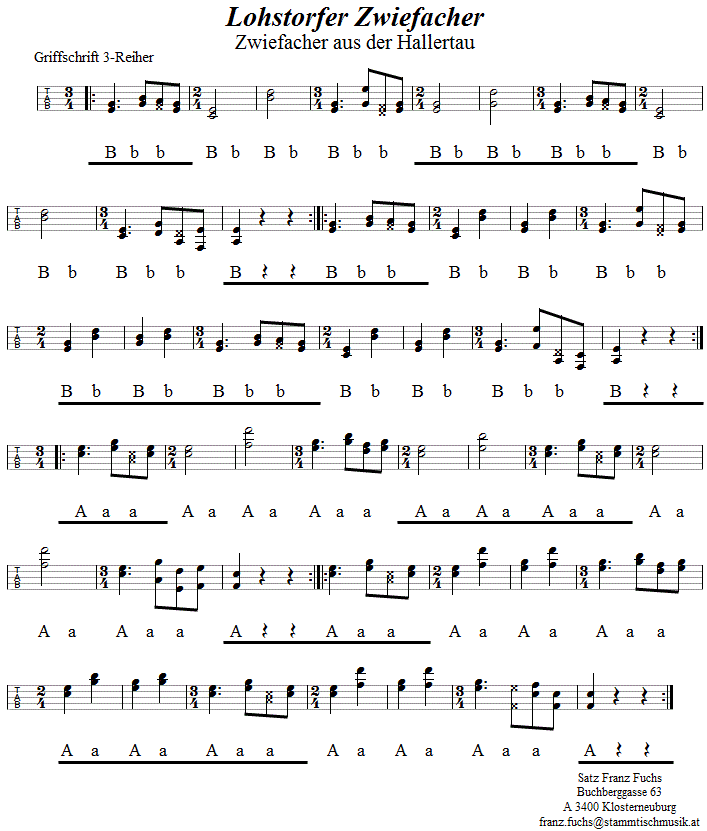 Lohstorfer Zwiefacher, in Griffschrift für Steirische Harmonika