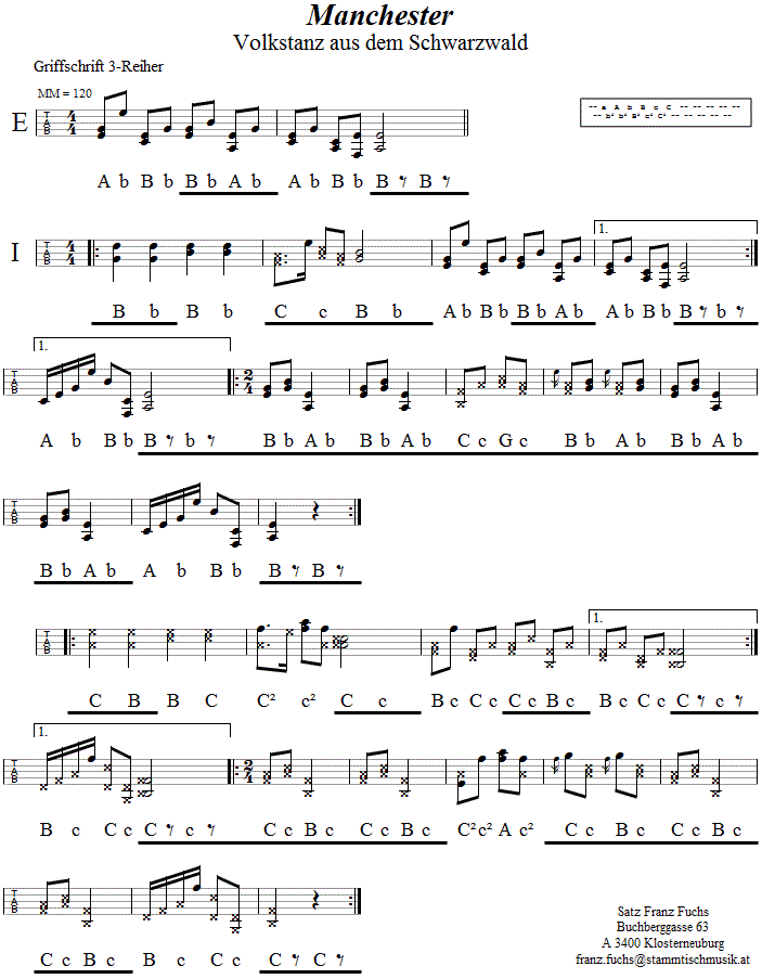 Manchester, in Griffschrift für Steirische Harmonika