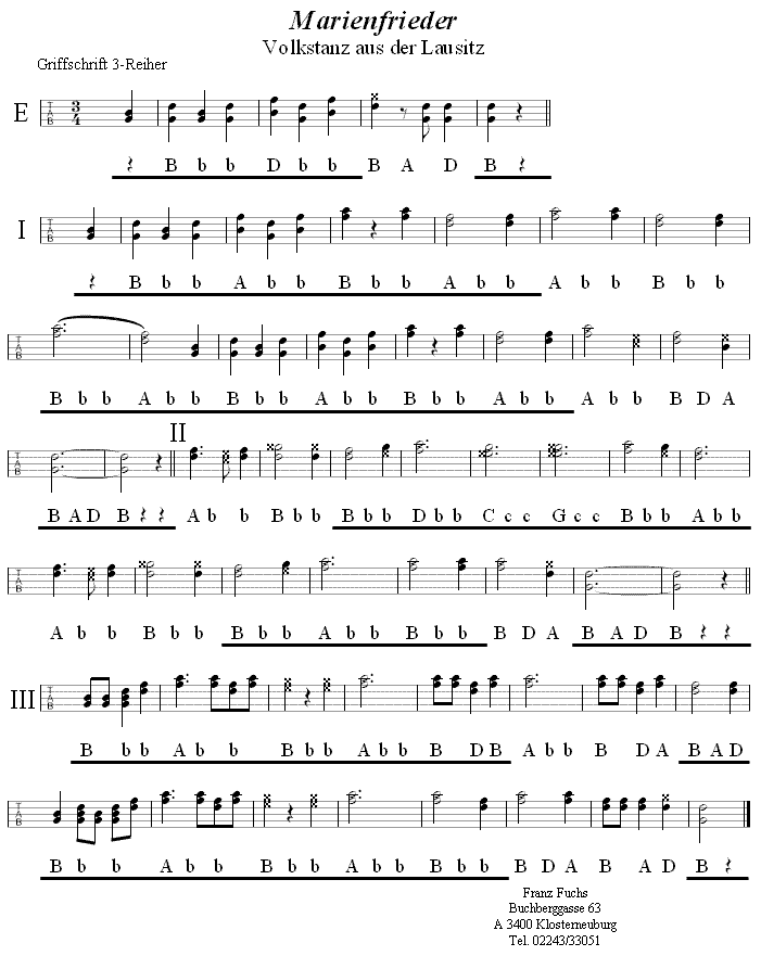 Marienfrieder in Griffschrift für Steirische Harmonika