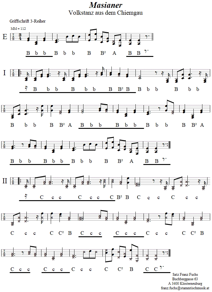 Masianer (Ruhpolding), in Griffschrift für Steirische Harmonika