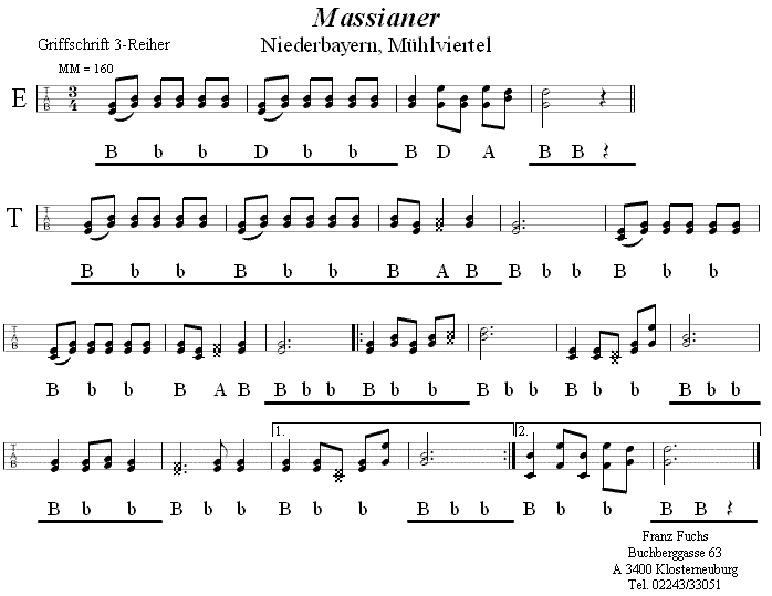 Massianer in Griffschrift für Steirische Harmonika - Musik zum Volkstanz