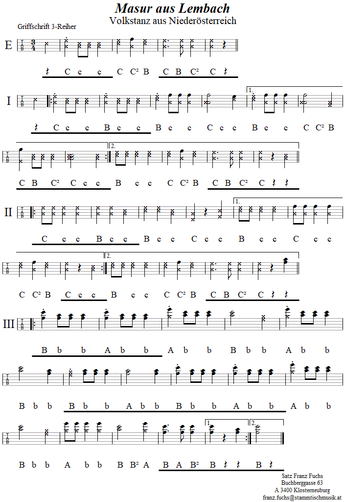 Masur aus Lembach, in Griffschrift für Steirische Harmonika