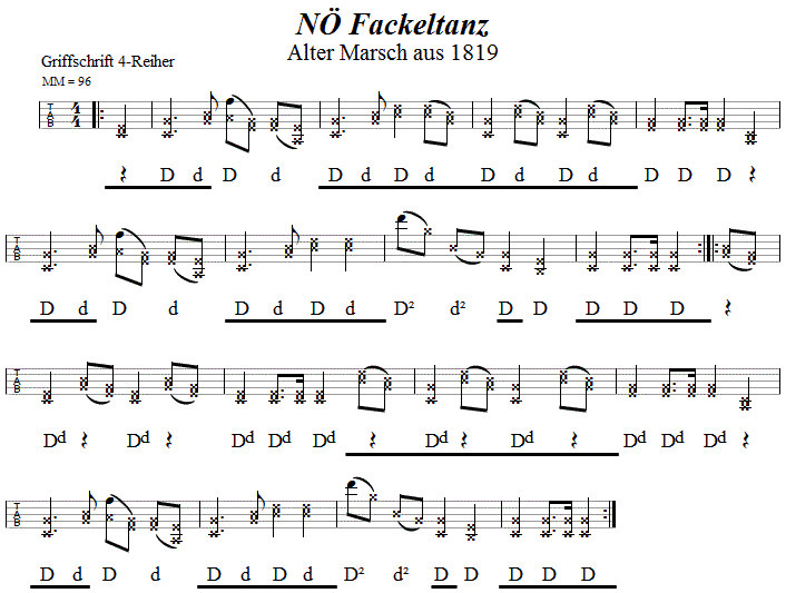 NÖ Fackeltanz, in Griffschrift für Steirische Harmonika