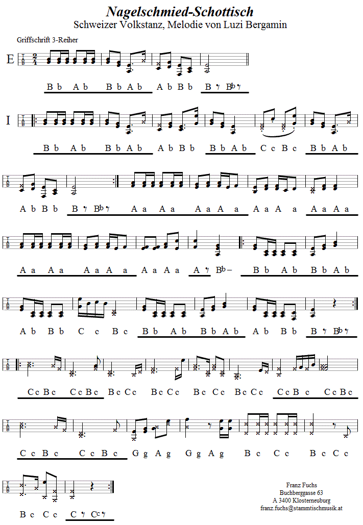 Nagelschmied-Schottisch (Der Nagelschmied), in Griffschrift für Steirische Harmonika