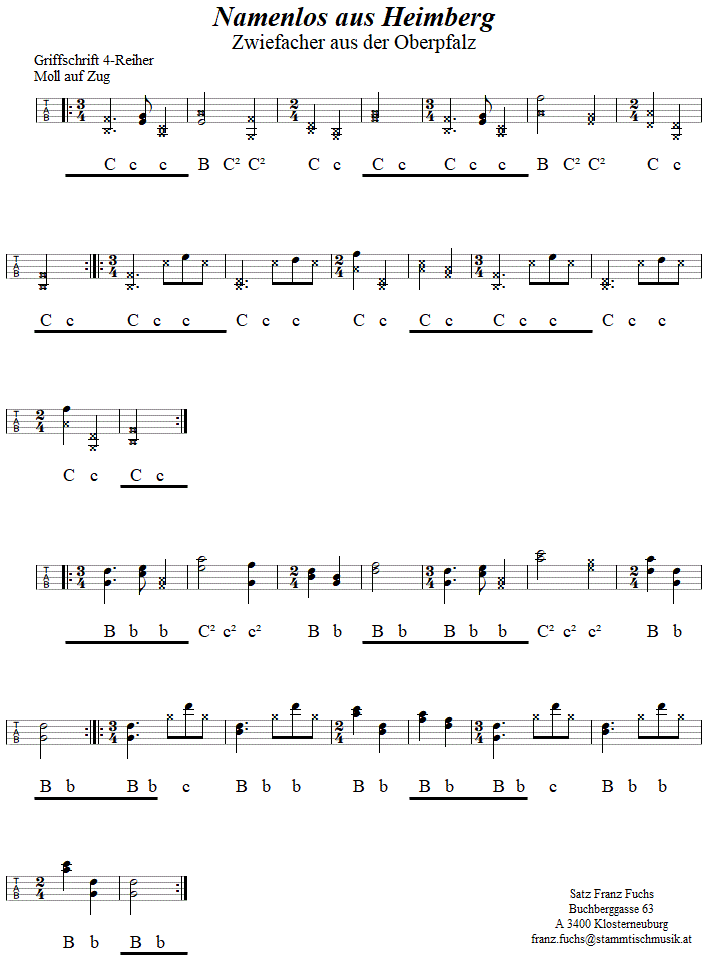 Namenlos aus Heimberg, Zwiefacher in Griffschrift für Steirische Harmonika