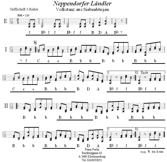 Neppendorfer Landler in Griffschrift für Steirische Harmonika