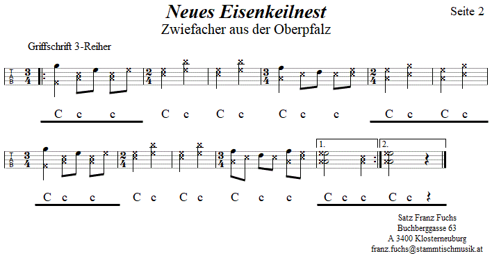 Neues Eisenkeilnest, Zwiefacher in Griffschrift für Steirische Harmonika