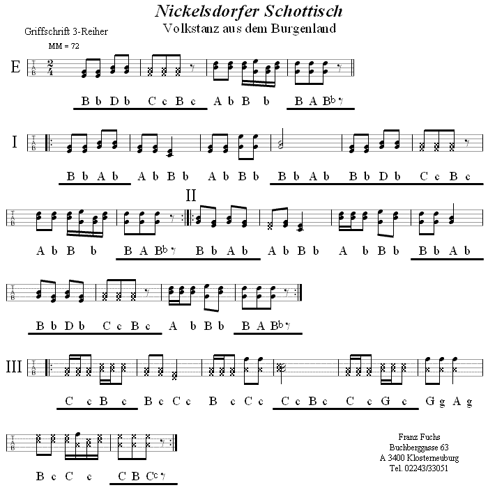 Nickelsdorfer Schottisch in Griffschrift für Steirische Harmonika