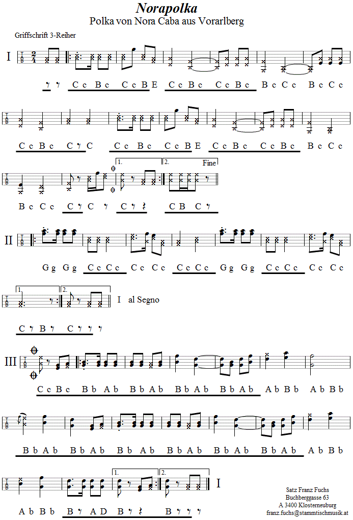 Norapolka - in Griffschrift für Steirische Harmonika