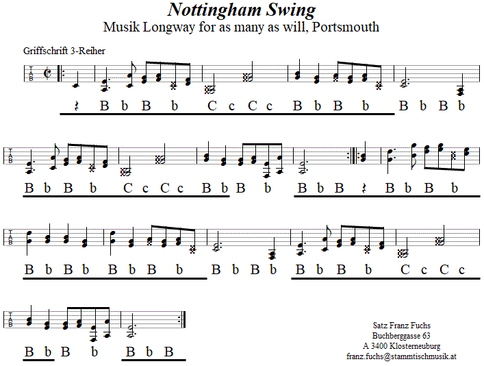 Nottingham Swing, in Griffschrift für Steirische Harmonika