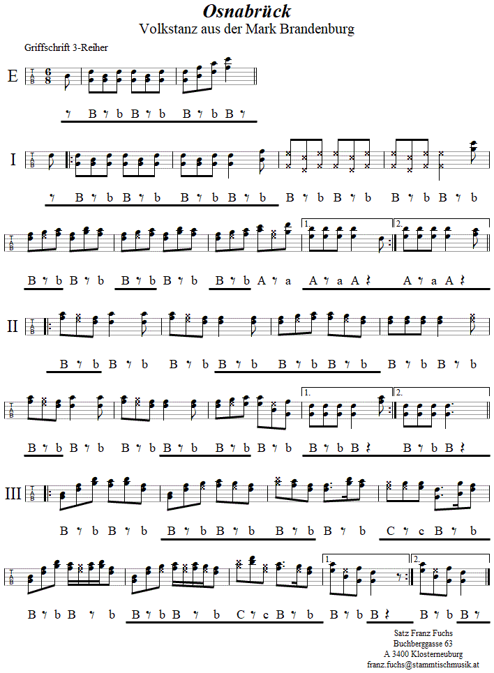 Osnabrück, in Griffschrift für Steirische Harmonika