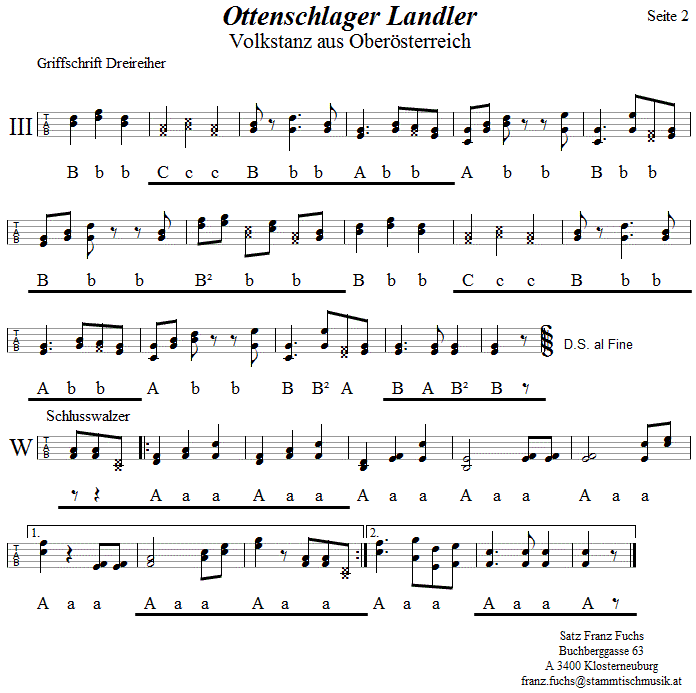 Ottenschlager Landler in Griffschrift für Steirische Harmonika