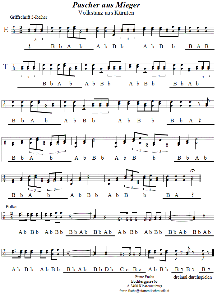 Pascher aus Mieger in Griffschrift für Steirische Harmonika