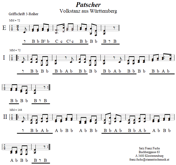 Patscher in Griffschrift für Steirische Harmonika