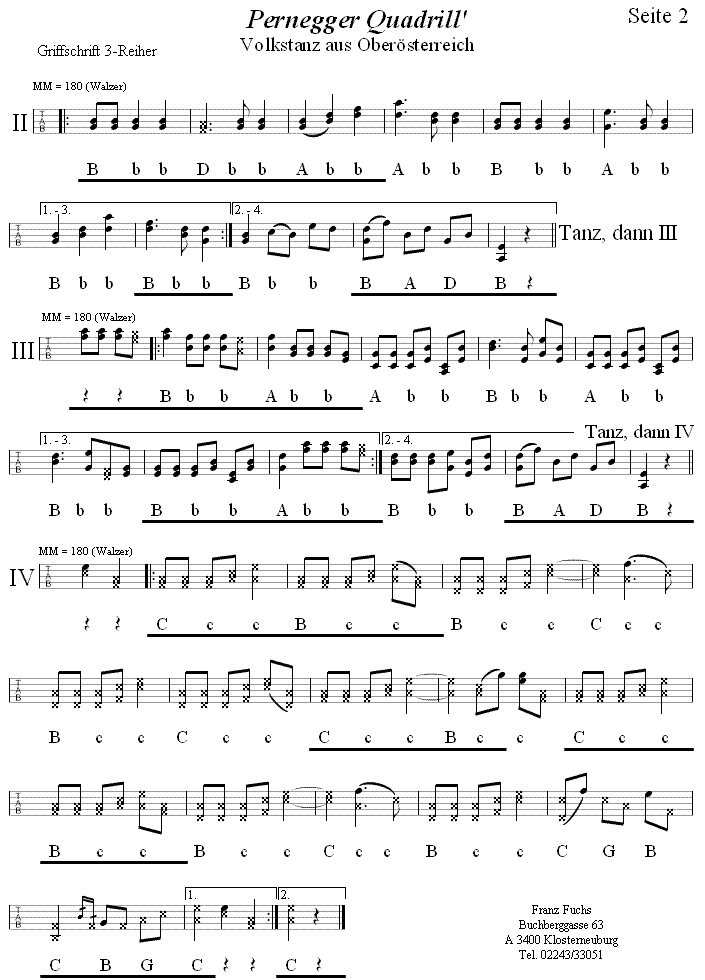 Pernegger Quadrill Griffschrift für Steirische Harmonika