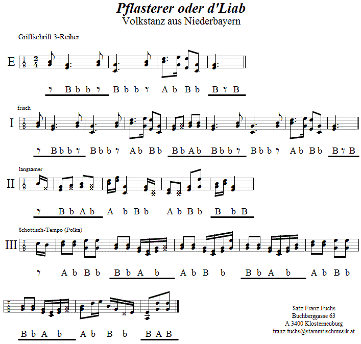 Pflasterer, in Griffschrift für Steirische Harmonika